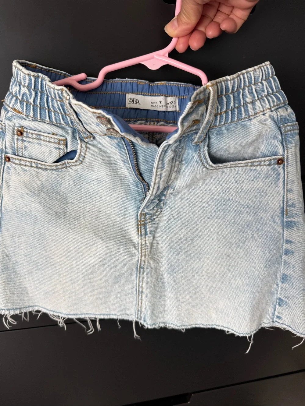 Zara Light Blue Distressed Denim Mini Skirt